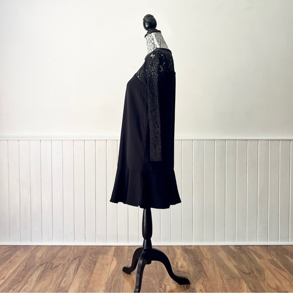 Zara Black Long Sleeve Lace Keyhole Back Mini Dress Size XS - Picture 5 of 15